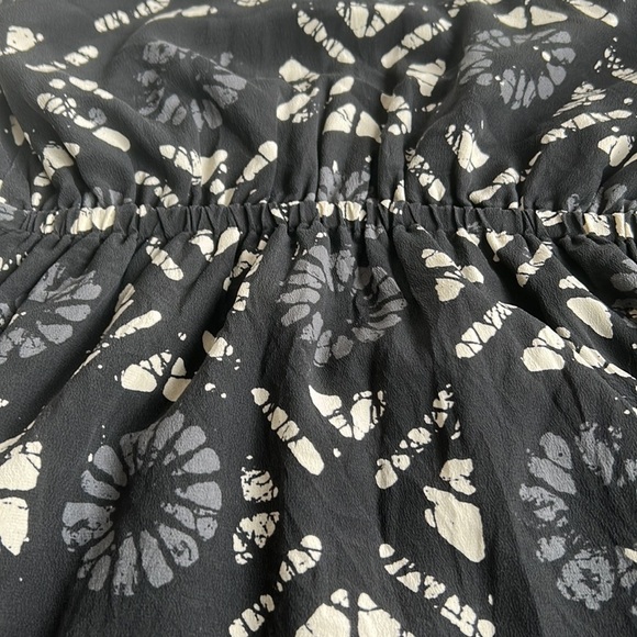 Madewell 100% silk Starview Batik Grid black gray cream mini dress w pockets - Picture 16 of 16